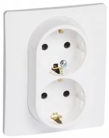 Priza dubla cu impamantare, 16A, IP20, alb, Legrand Niloe