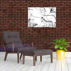 Tablou pe sticlă - Acuarelă Jungla (70x50 cm)