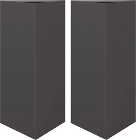 vidaXL Jardiniere grădină 2 buc., negru, 40x34,5x70 cm, oțel, triunghi