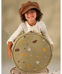 Puf de copii verde cu tapițerie din țesătură bouclé/cu tapițerie din chenille Terrazzo – Wigiwama