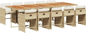vidaXL Set mobilier de grădină cu perne, 11 piese, bej, poliratan