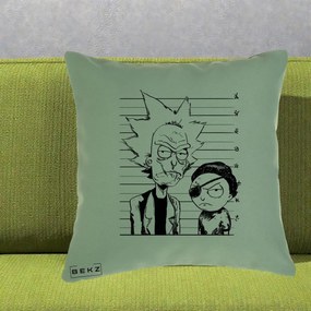 Perna Personalizata Rick si Morty Dosar, 40x40 cm, Verde, Husa Detasabila, Perna Inclusa, BEKZ®