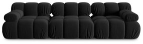 Canapea modulara Bellis cu 3 locuri si tapiterie din catifea, negru