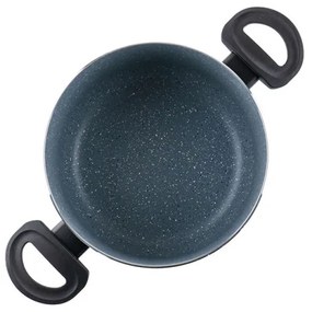 Oala cu capac din sticla Luigi Ferrero Prima FR-2245D, 22x13 cm, 4.5 l, Acoperire antiaderenta cu efect de marmura, Inductie, Albastru