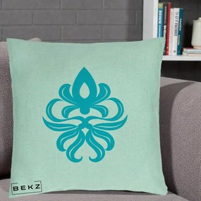 Perna Decorativa Ornament Turcoaz Fleur de Lis, 40x40 cm, Verde Menta, Husa Detasabila, Perna Inclusa, BEKZ®