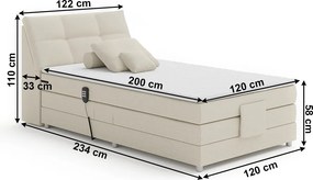 Pat electric reglabil, cu arcuri, bej, 120x200, GERONA NEW