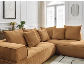 Colțar galben muștar cu tapițerie din chenille (cu colț pe partea stângă/în formă de ”L”) Whesley – Bobochic Paris