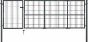 vidaXL Poartă de grădină cu stâlpi din oțel, antracit, 350x100 cm