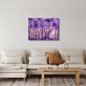 Tablou pe sticlă - Cerbi în pădurea magică (70x50 cm)