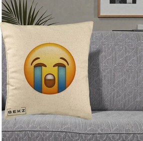 Perna Decorativa Emoji Plange, 40x40 cm, Bej, Husa Detasabila, Perna Inclusa, BEKZ®