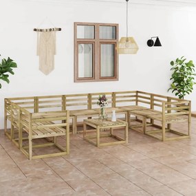 3065310 vidaXL Set mobilier de grădină, 10 piese, lemn de pin verde tratat