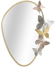 Oglinda decorativa aurie din metal, 58,5x71,5x3,5 cm, Butterflies Mauro Ferretti