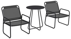 Outsunny Set de gradina 3 piese, salon de gradina, 2 scaune 1 masa rotunda, otel si tesatura mesh, gri | Aosom Romania