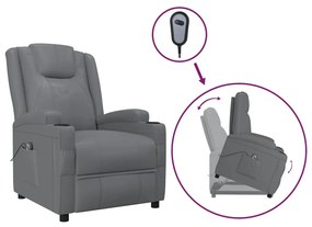 3124571 vidaXL Fotoliu cu ridicare, gri, piele ecologică
