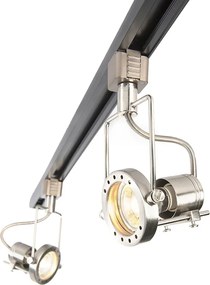 Sistem inteligent de șină monofazat negru cu oțel incl. 5 WiFi GU10 - Iconic Suplux