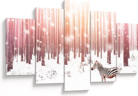 Tablou - Zebra în pădurea înzăpezită (150x105 cm)