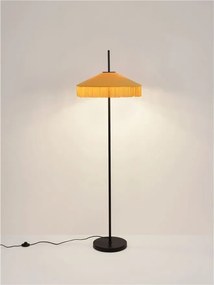 Lampadar cu abajur din catifea si franjuri galben mustar VELVY
