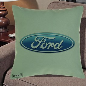 Perna Personalizata cu emblema Ford, 40x40 cm, Verde, Husa Detasabila, Perna Inclusa, BEKZ®