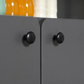HOMCOM Masă Pliabilă cu Dulap, două părți pliabile la masă, dulap cu rafturi, 4 roți, Gri deschis+Maro închis, 70 x 83 x 75cm | Aosom Romania