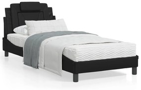 3208054 vidaXL Cadru de pat cu tăblie, negru, 80x200 cm, piele ecologică