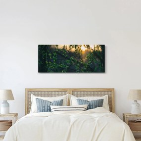 Tablou - Soarele strălucind printre crengile copacilor (120x50 cm)