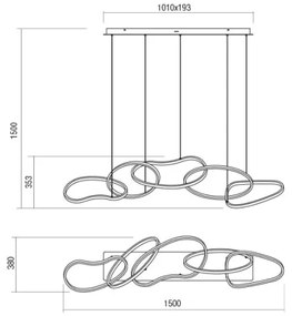 Redo 01-3392 - Lustră LED dimerizabilă pe cablu BIAS LED/120W/230V auriu