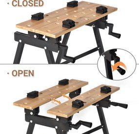 HOMCOM Banchet de Lucru Pliabil 4 Menghine, Riglă și Goniometru Capacitate 150 kg | Aosom Romania