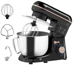 HOMCOM Mixer Planetar de 4.5L cu 6 Viteze din Oțel Inoxidabil, Plastic și Aluminiu, 35x22x29 cm, Negru și Argintiu | Aosom Romania