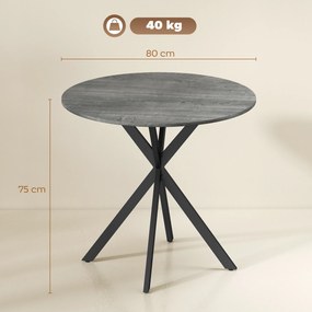 HOMCOM Masă rotundă de bucătărie, 80 cm, blat compact, PAL, metal, Gri | Aosom Romania