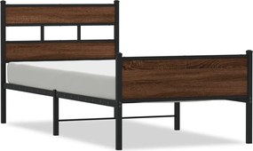 vidaXL Cadru pat fără saltea stejar maro, 90x200 cm, lemn prelucrat