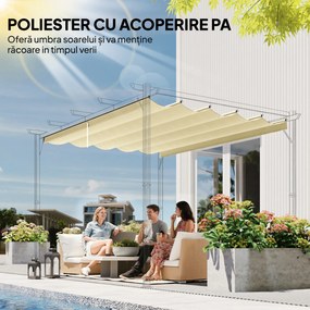 Outsunny Copertină de Schimb pentru Pergolă de Grădină cu 10 Orificii de Drenaj, Acoperire din Poliester, 250x255 cm, Gri | Aosom Romania