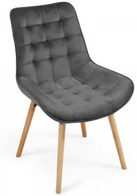 MIADOMODO Set scaune de sufragerie matlasate, gri închis 2 b