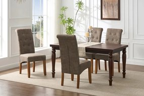 Set de 2 scaune CASA din microfibra taupe si picioare din lemn