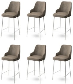 Set de scaune de bar Enox Cappuccino și Alb, 6buc., 6 buc.