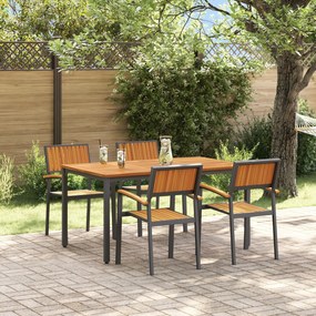vidaXL Set de dining pentru grădină din 5 piese din lemn solid de acacia și metal
