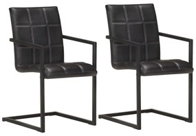 vidaXL Scaune de masă tip consola 2  buc. negru, piele naturală