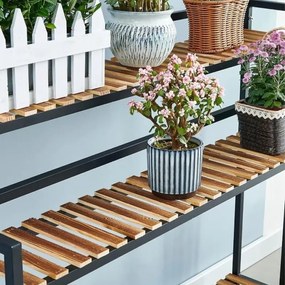 Suport pentru flori cu 3 rafturi FLOREXA 100x40x102 cm, negru