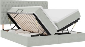 vidaXL Pat cu storage cu saltea Gri deschis 180 x 200 cm Catifea
