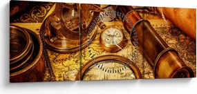 Tablou - uneltele itorice ale marinarior (cu ceas) (90x30 cm)