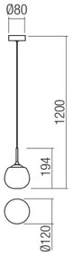 Redo 01-2081 - Lampă suspendată pe cablu KIWI 1xG9/40W/230V, Ø 12 cm, crom lucios/alb