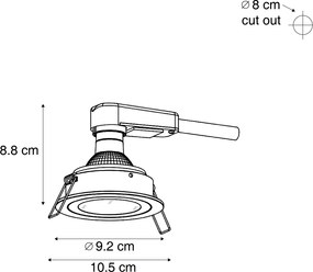Set de 6 spoturi încastrate moderne albe, rotative și înclinabile IP44 - Chuck