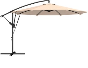 Outsunny Umbrelă Excentrică Ø300 cm cu Bază Încrucișată Manivelă Husă de Protecție și Frânghii de Vânt UPF30+ Caki | Aosom Romania
