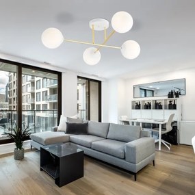 Lustră pe tijă MAGNUM 4xE14/10W/230V alb/auriu