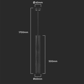 Lustră pe tijă 1xGU10/35W/230V 50 cm neagră