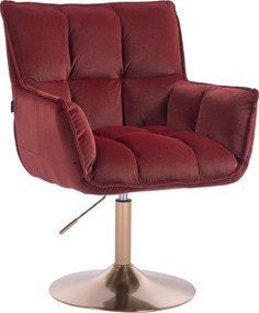 HR560N Scaun Catifea Bordo Merlot cu Bază Aurie