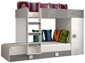 Pat multifuncțional 90 cm Toreno 2 (Alb + alb lucios + gri lucios). 1083315