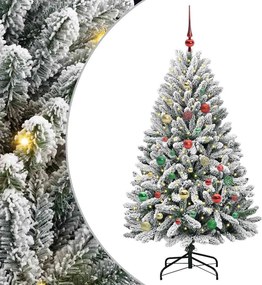 vidaXL Brad de Crăciun artificial Verde și alb 150 cm PVC și Metal