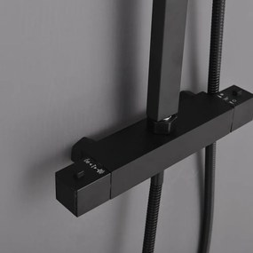 Set de duș Mazama Black cu baterie termostatică