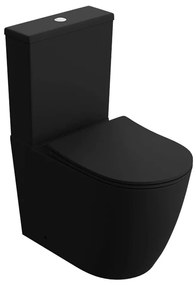 Set vas WC compact pe pardoseala Rune Gunvor Rimless negru cu rezervor si capac softclose