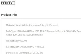 Lustra LED suspendata design circular PERFECT 60cm alba 3000K Dimmable